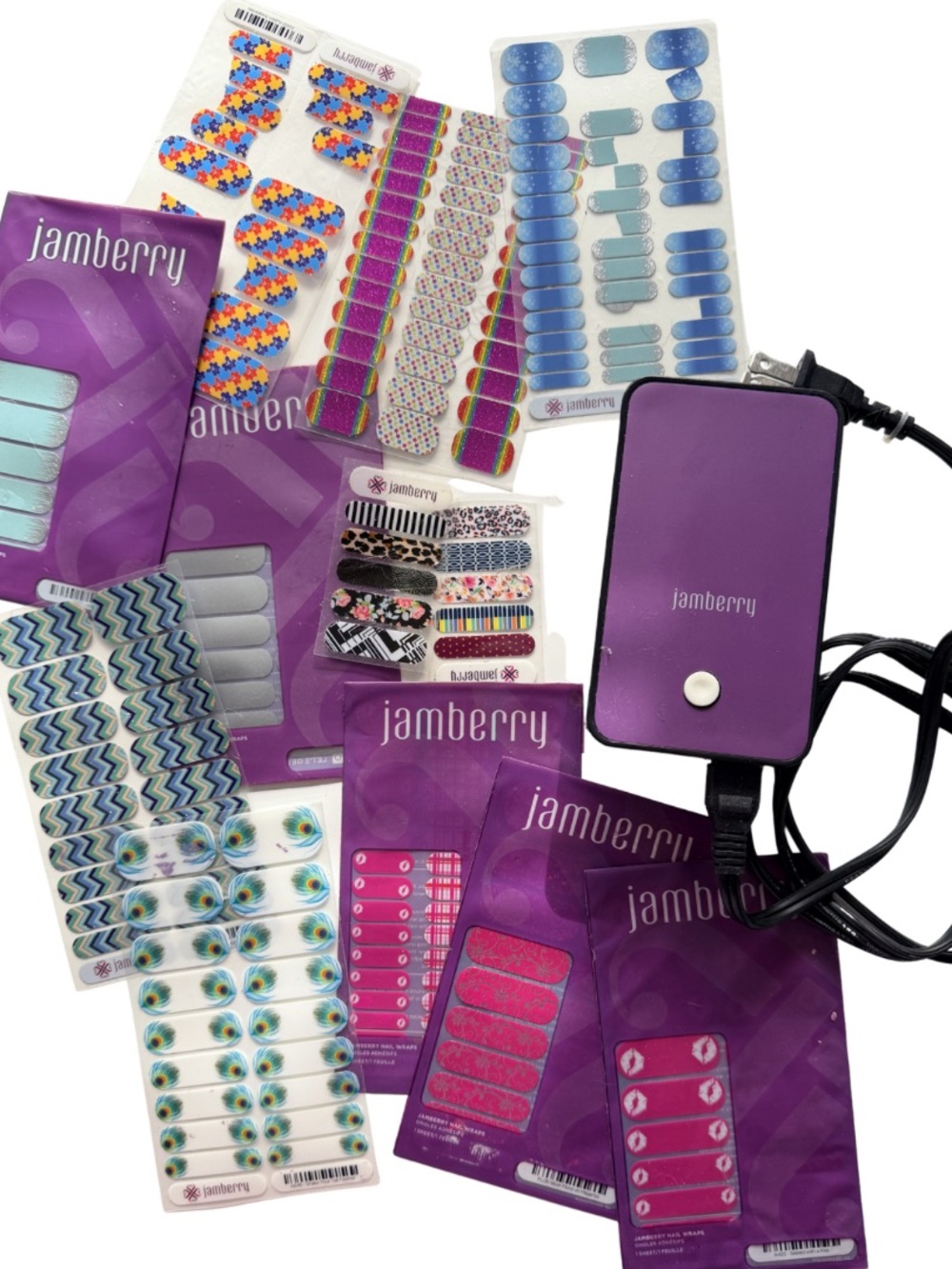 Jamberry Nail Wraps Lot UV Mini Heater Nail Decals Bundle New